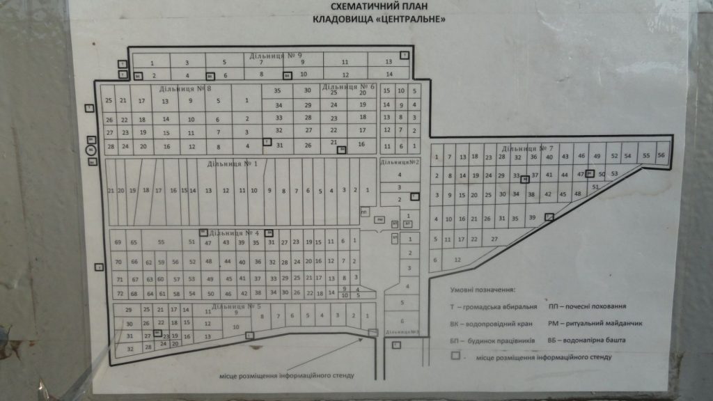 План Центрального кладбища г. Кривой Рог
